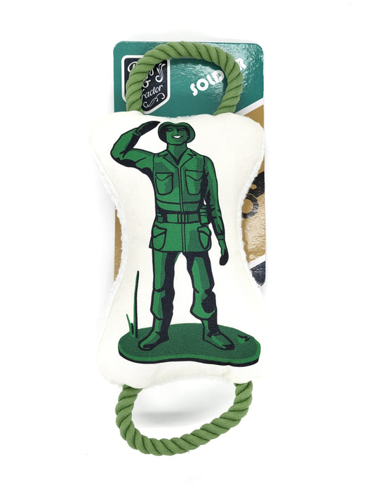 Dog Toy Retro Soldier with Squeaker Crinkle Paper Plush Toy - detail product image for dog toy