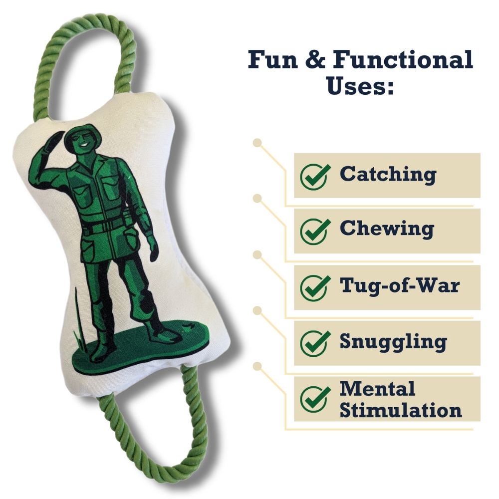 Dog Toy Retro Soldier with Squeaker Crinkle Paper Plush Toy - gallery product image for dog toy