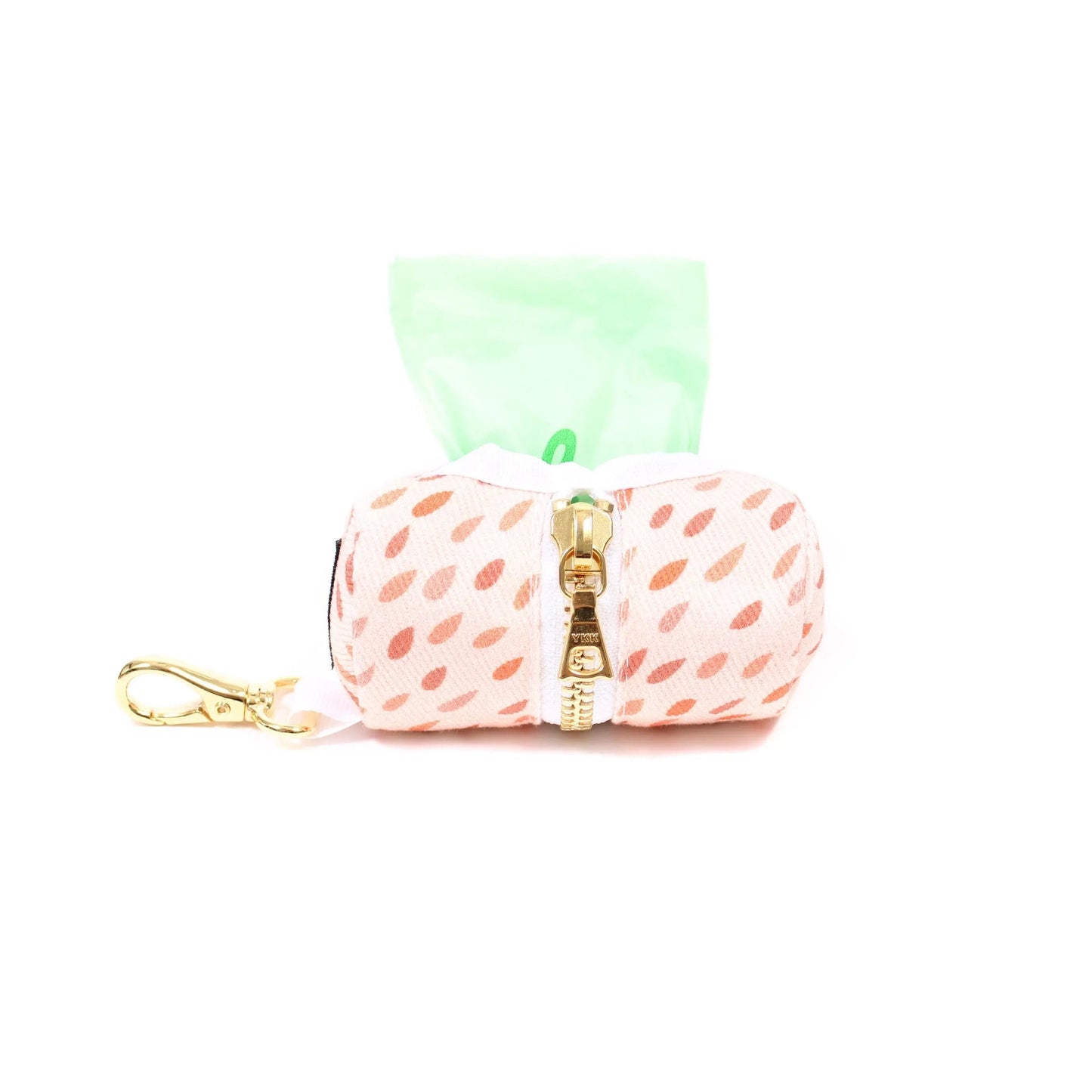 K9 Outdoors reusable dog waste bag pouch in pink with zipper and green bag roll for easy access