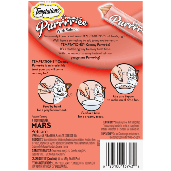 Temptations Creamy Salmon Cat Treat (1.7oz) - Cat Treats - The Family Pet