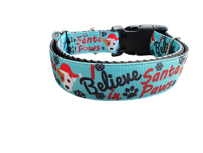 Believe In Santa Paws Christmas Nylon Dog Collar