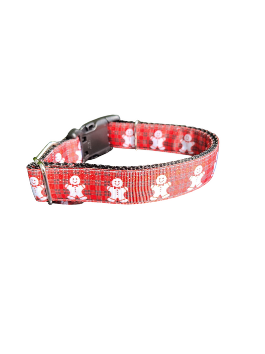 Plaid Gingerbread Man Dog Collar 🍪