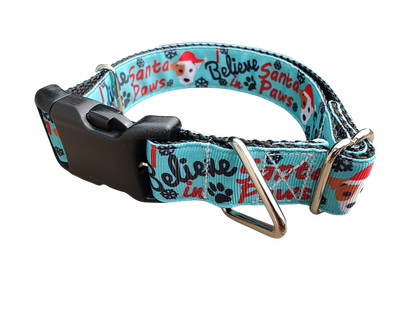 Believe In Santa Paws Christmas Nylon Dog Collar