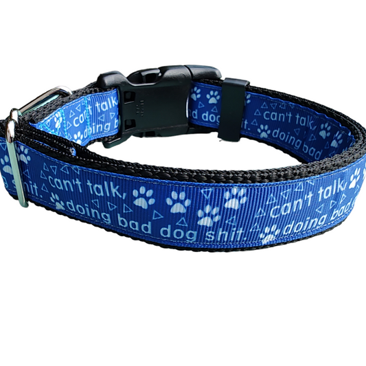 Dog Collar Bad Dog Shit Black Nylon Adjustable 🐾