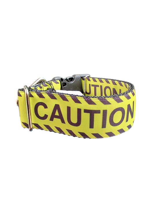 Wide Caution Dog Collar ⚠️