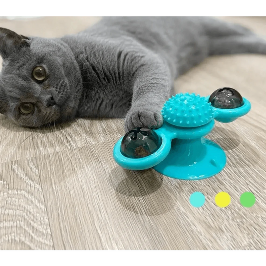 Rotatable Funny Massage Cat Toys Windmill LED Ball Teeth Cleaning Toys For Pets Interactive Turntable Tease Cat Toys