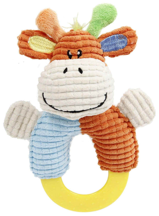 Purrfect Pet Kingdom Plush Toy with Rubber Teething Ring for Puppies Blue Orange Purrfect Pet Kingdom