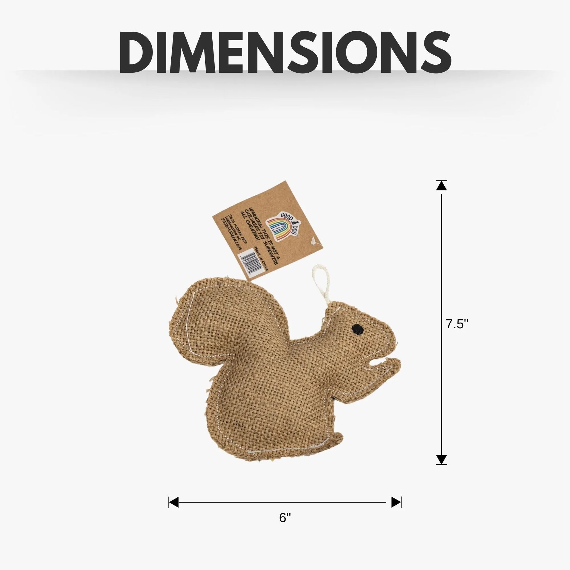 Rustic Jute Squirrel Dog Chew Toy by American Pet Supplies, soft and non-toxic, perfect for playful dogs, priced at $12.99.