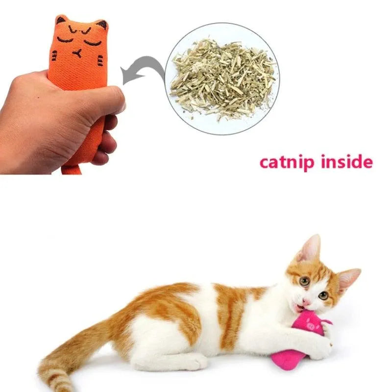 Cute Stevvex Rustle Sound Catnip Toy in pink, perfect for teething cats, featuring soft plush design and interactive play.