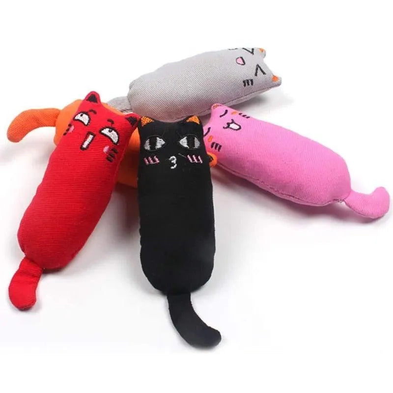 Cute Stevvex Rustle Sound Catnip Toy in pink, perfect for teething cats; soft plush design for interactive play and grinding.