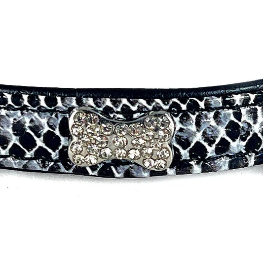 Faux Snake Skin Bone Pet Collar