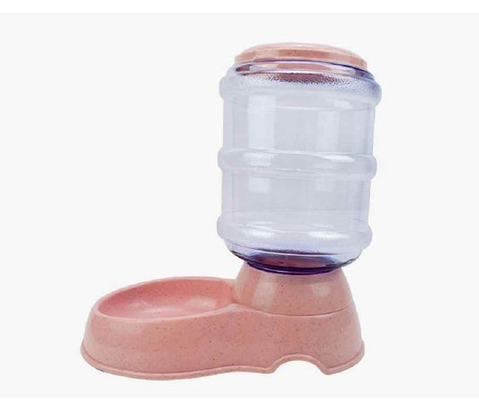 Purrfect Pet Kingdom self-dispensing pet waterer with pink base and clear water container for pets