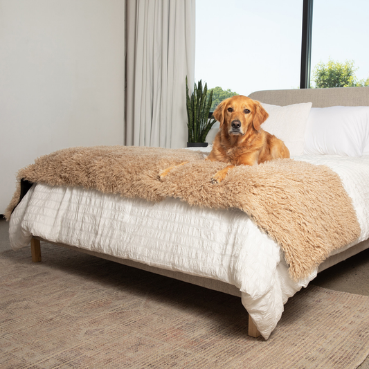PupProtectorT Luxe Waterproof Bed Runner - Plush Sheep Tan - main product image