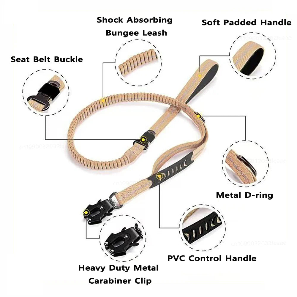 Tail Chasers Heavy Duty Dog Leash for Large Dogs with Shock Absorbing Bungee and Soft Padded Handle