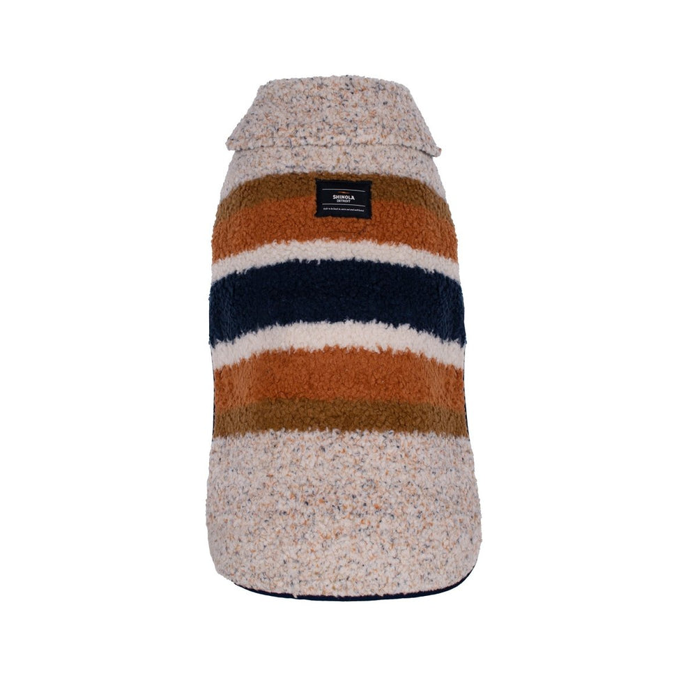 Shinola Brand Stripe Berber Dog Coat Oatmeal