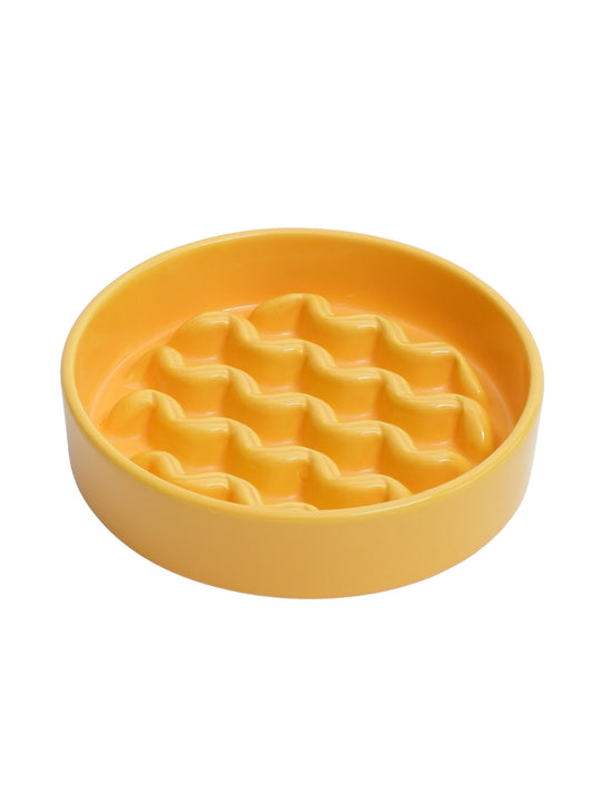 Heirloom Ceramic Slow Feeder Macaroni Bowl for Small Dogs