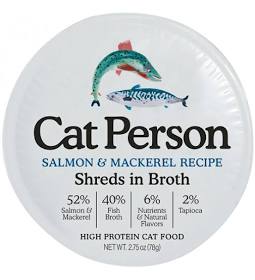 Cat Person Cat Shredded Salmon & Mackerel In Broth 2.75oz - Cat Person Cat Food - The Family Pet
