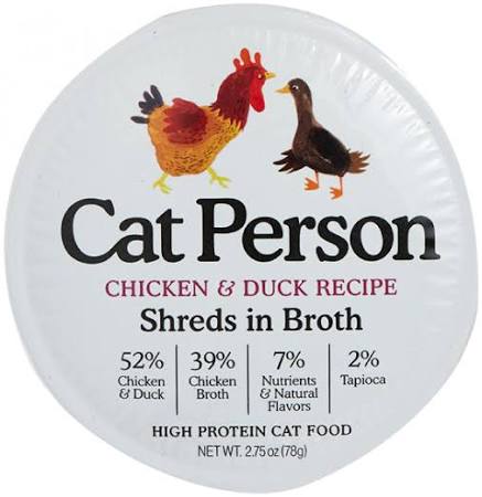 Cat Person Cat Shredded Chicken & Duck In Broth 2.75oz - Cat Person Cat Food - The Family Pet