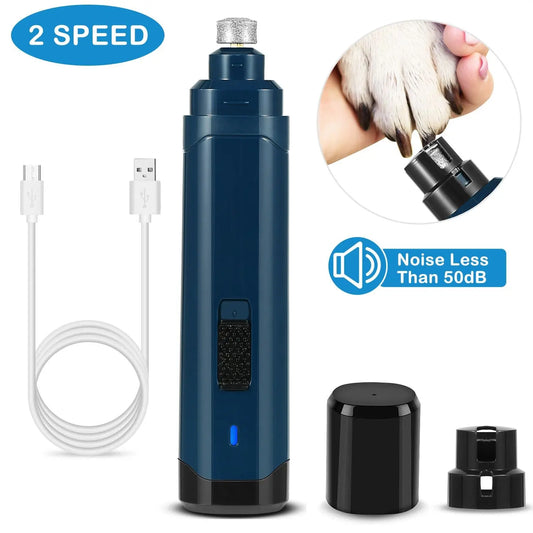 Purrfect Pet Kingdom silent pet nail grinder with 2 speed settings USB rechargeable with accessories