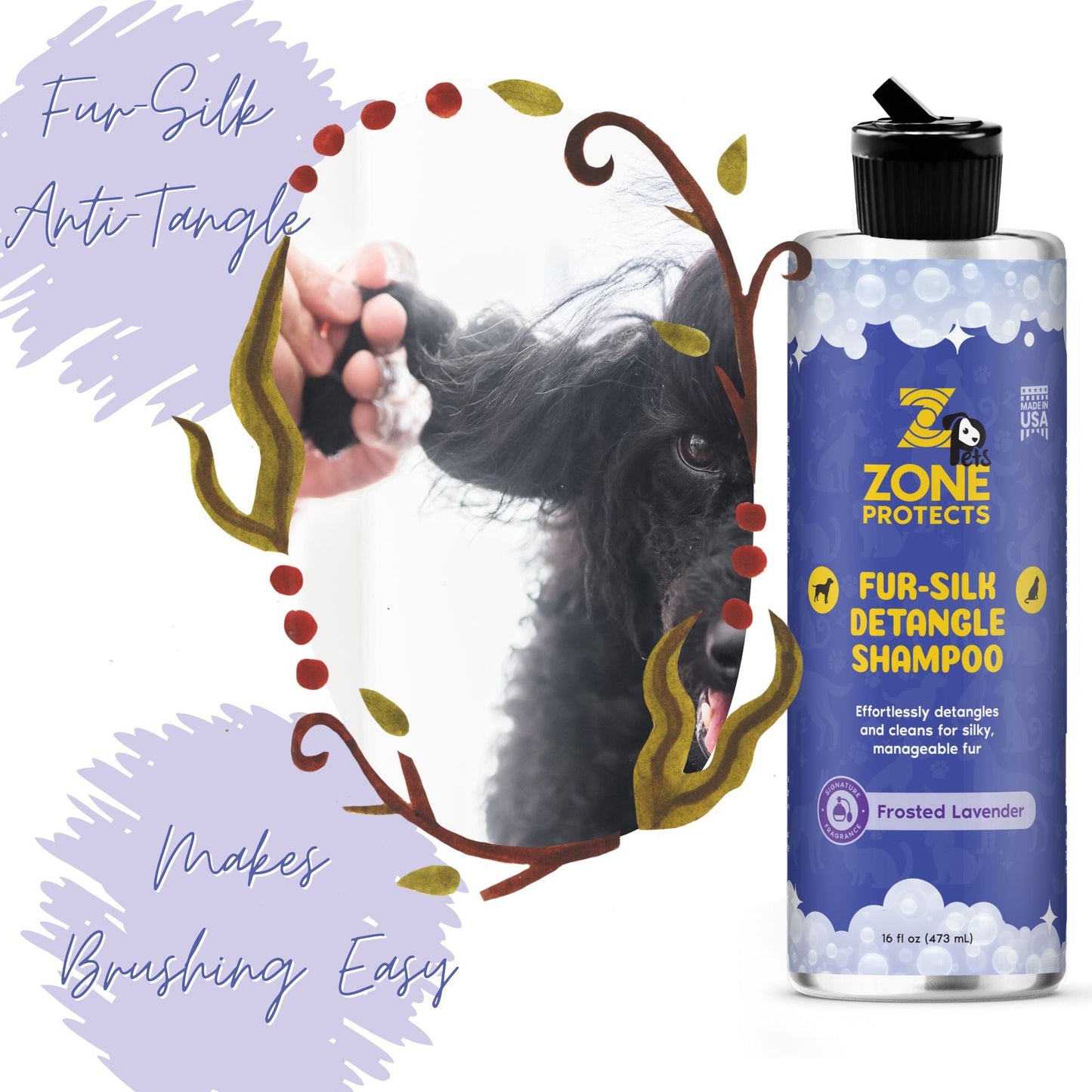 Lavender Detangling Shampoo for Silky Soft Pet Coat Grooming