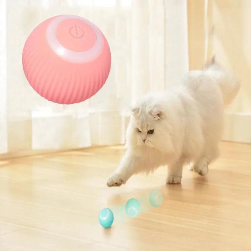 Smart Cat Rolling Ball Toys by Stevvex in pink, USB rechargeable, automatic bouncing ball for indoor kittens, perfect for ...