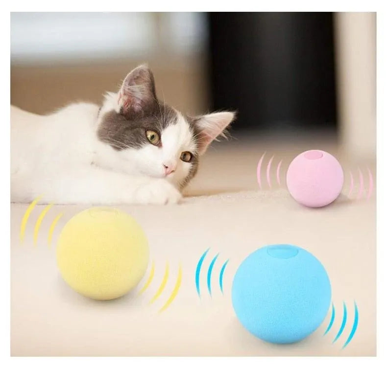 Smart Cat Toys Interactive Ball with Catnip by Stevvex, fluffy plush design, perfect for cat exercise and play, 24.00 vari...