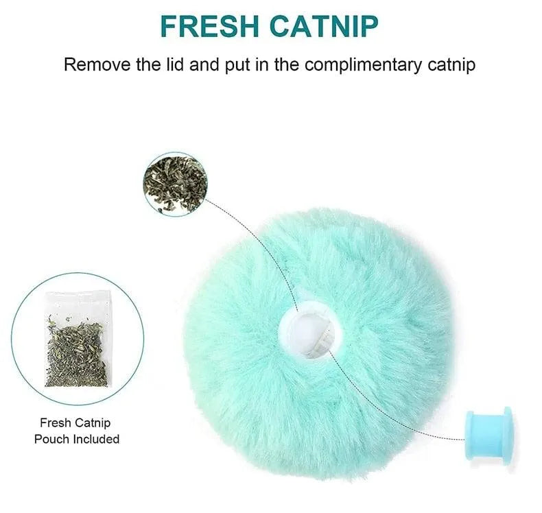 Interactive Smart Cat Toys by Stevvex, plush catnip ball in vibrant colors, perfect for playful cats. Available in 1 (24.0...