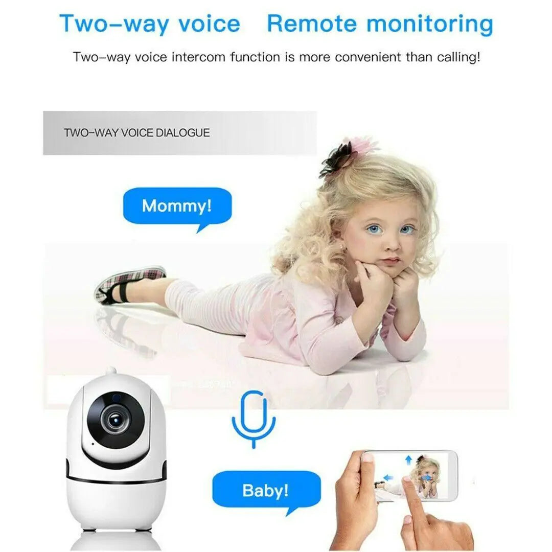 Smart indoor camera with two-way audio for remote monitoring and clear voice intercom