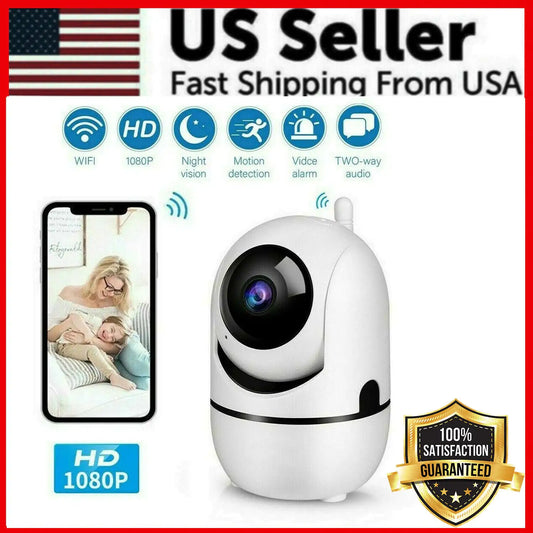 Smart indoor camera with two-way audio, HD 1080P, night vision, and motion detection features