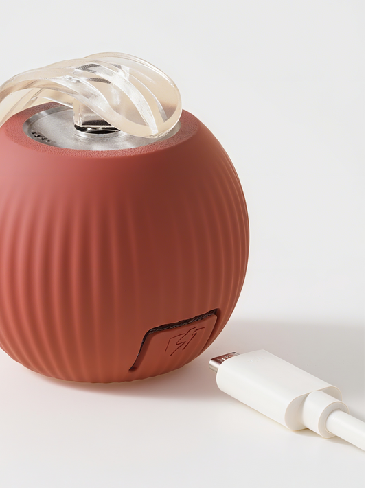 Smart interactive cat toy ball from Purrfect Pet Kingdom with a charging cable and textured design