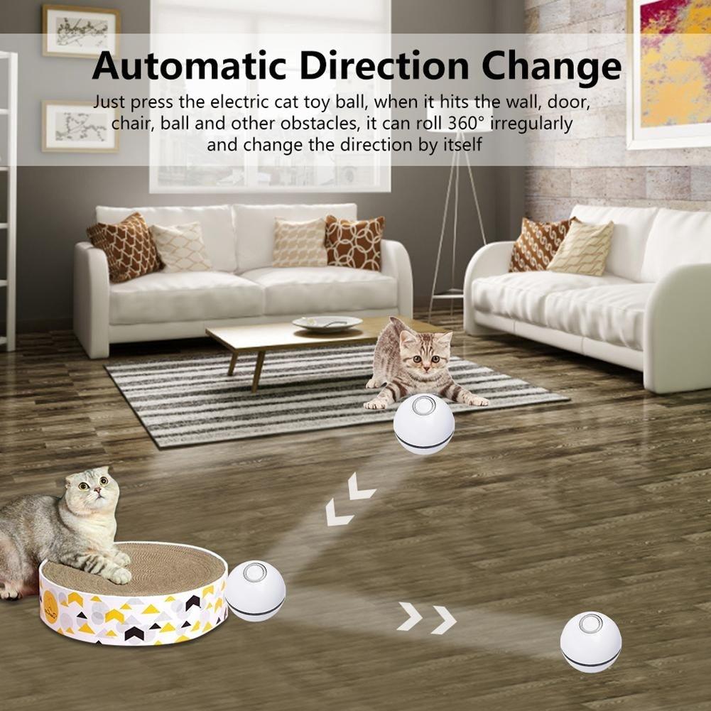 Smart Interactive Cat Toy Colorful LED Self Rotating Ball Bell