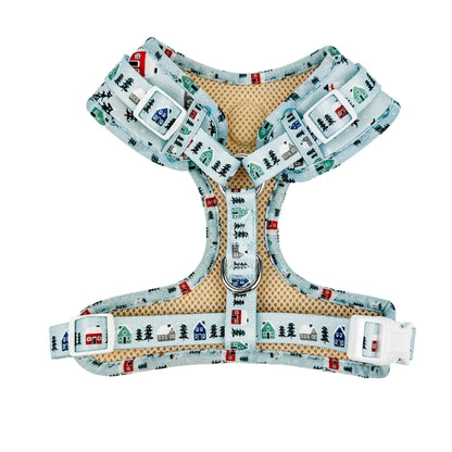 Snowy Slopes Adjustable Dog Harness by Purrfect Pet Kingdom in breathable neoprene, available in X-Small, Small, and Mediu...