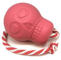 USA-K9 Skull Durable Rubber Chew Toy, Treat Dispenser, Reward Toy, Tug Toy, and Retrieving Toy - Pink