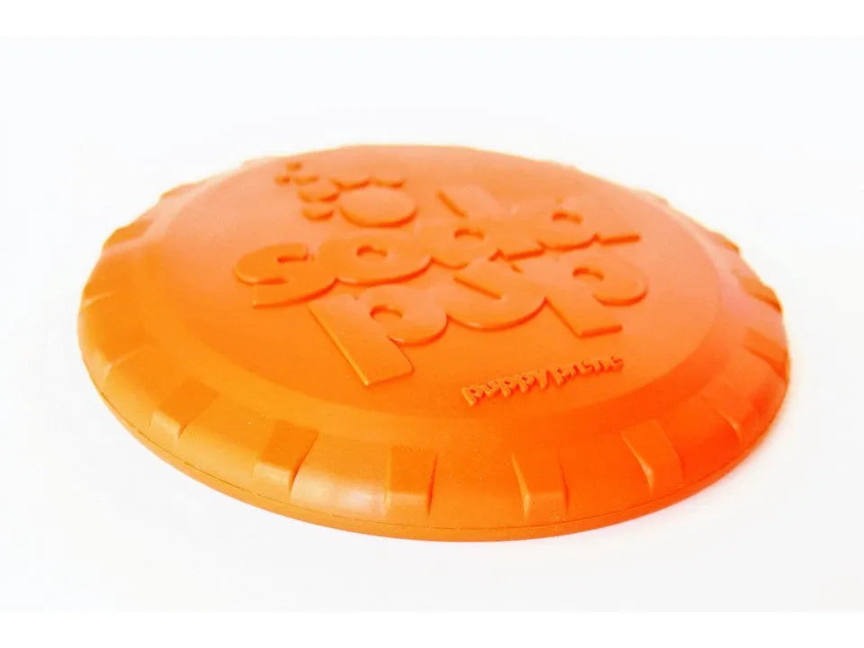 SodaPup/True Dogs, LLC - Bottle Top Flyer Rubber Frisbee for Dogs | Orange | Vet Approved | USA Made - Rubber Dog Toys