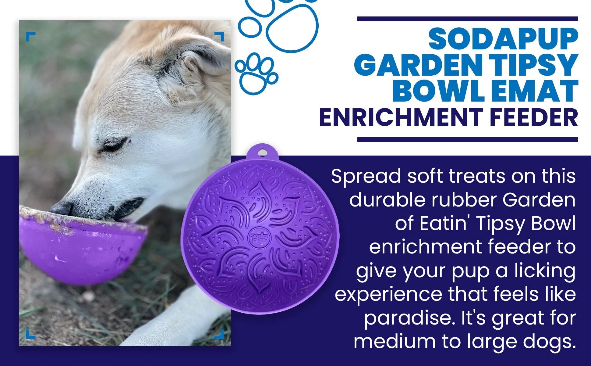 SodaPup/True Dogs, LLC - Garden of Eatin' Tipsy Bowl - Wobble Lick Mat for Dogs & Cats | USA Made - Pet Bowls & Feeders