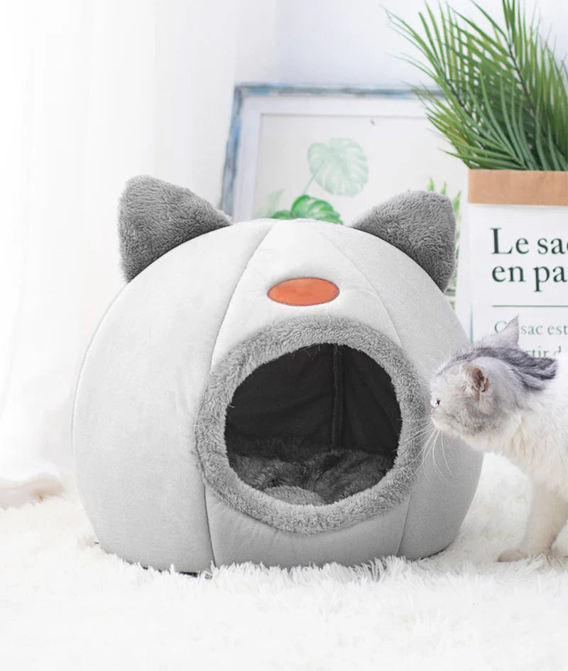 Purrfect Pet Kingdom Soft Cat Bed for Cold Weather with Cozy Interior and Cute Cat Ears