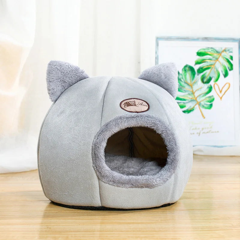 Purrfect Pet Kingdom soft cat bed for cold weather with plush texture and cozy cave design