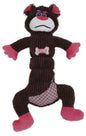 Soft dog toy with squeaker for puppies by Purrfect Pet Kingdom in brown and pink plush design
