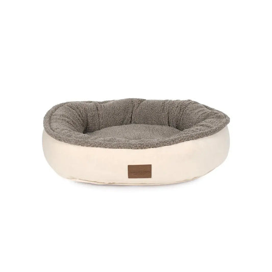 K9 Outdoors soft microfiber dog bed in round shape with plush interior for ultimate comfort