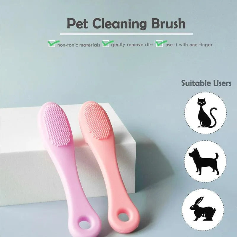 Soft Pet Finger Brush by Stevvex in green, 105x25mm, ideal for dog and cat dental care, tear stains, and grooming.