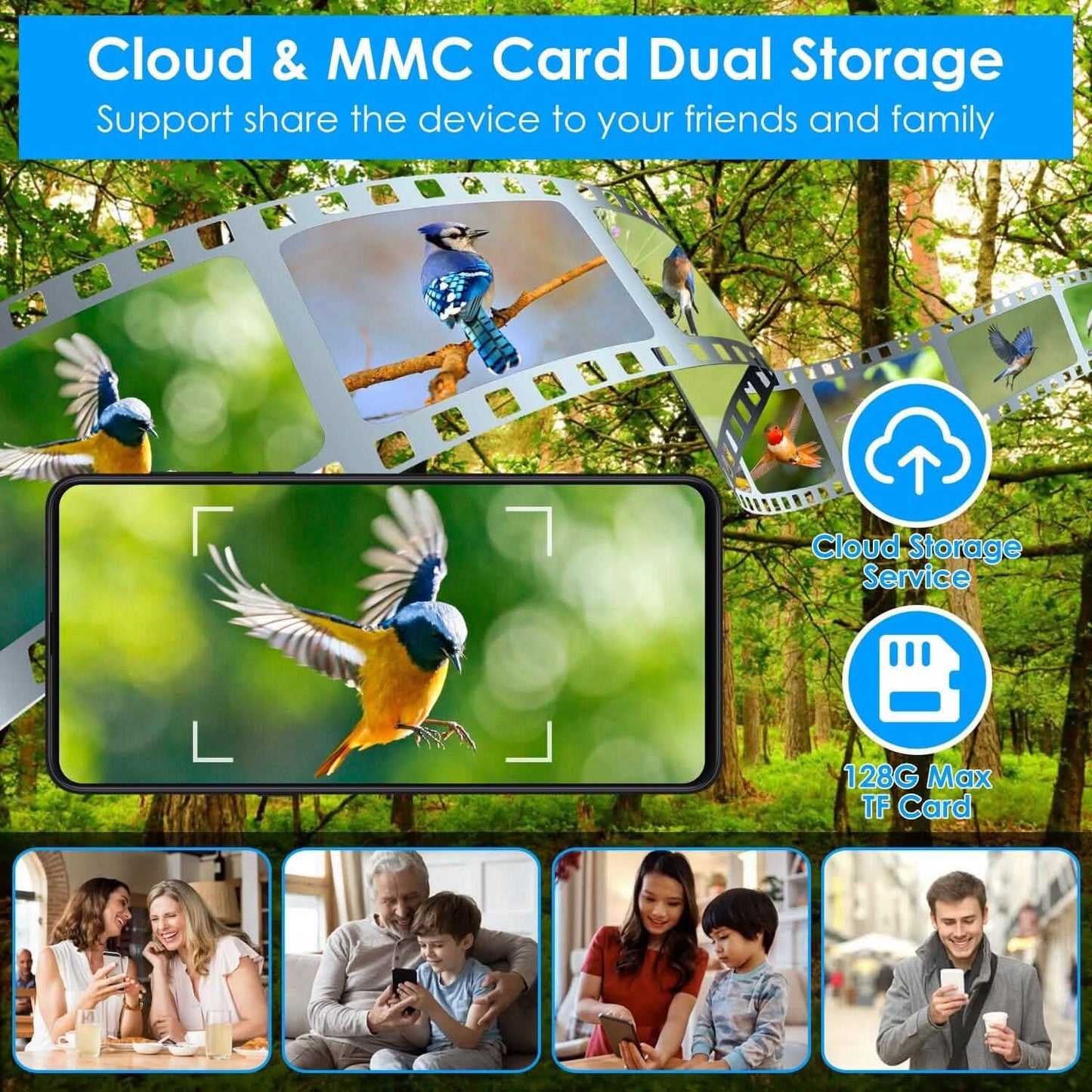 Solar Powered Smart Bird Feeder with PIR Motion AI Two-Way Audio