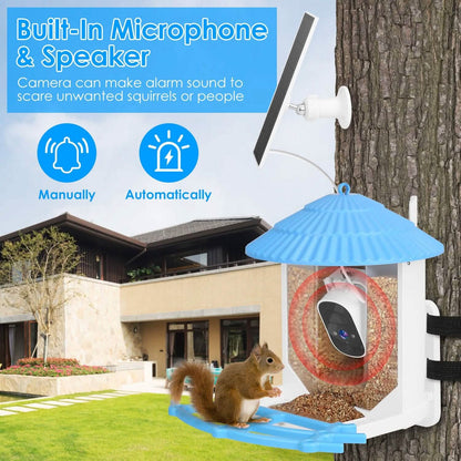 Solar Powered Smart Bird Feeder with PIR Motion AI Two-Way Audio