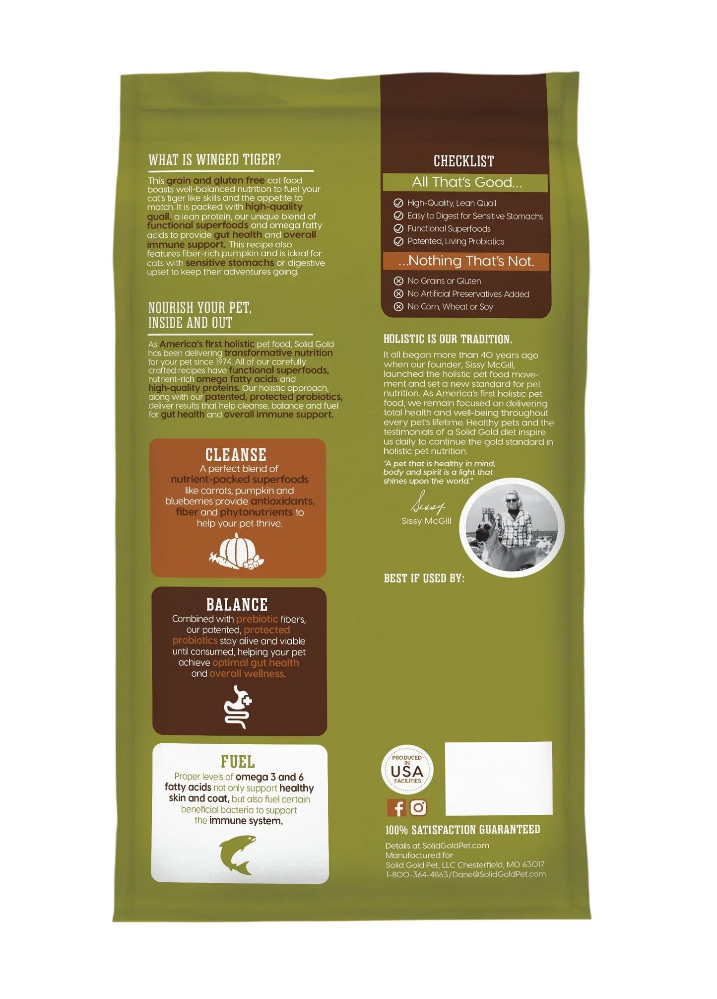 Solid Gold Adult Grain Free Winged Tiger Quail and Pumpkin Cat Food by Purrfect Pet Kingdom, 3lb bag in vibrant packaging.