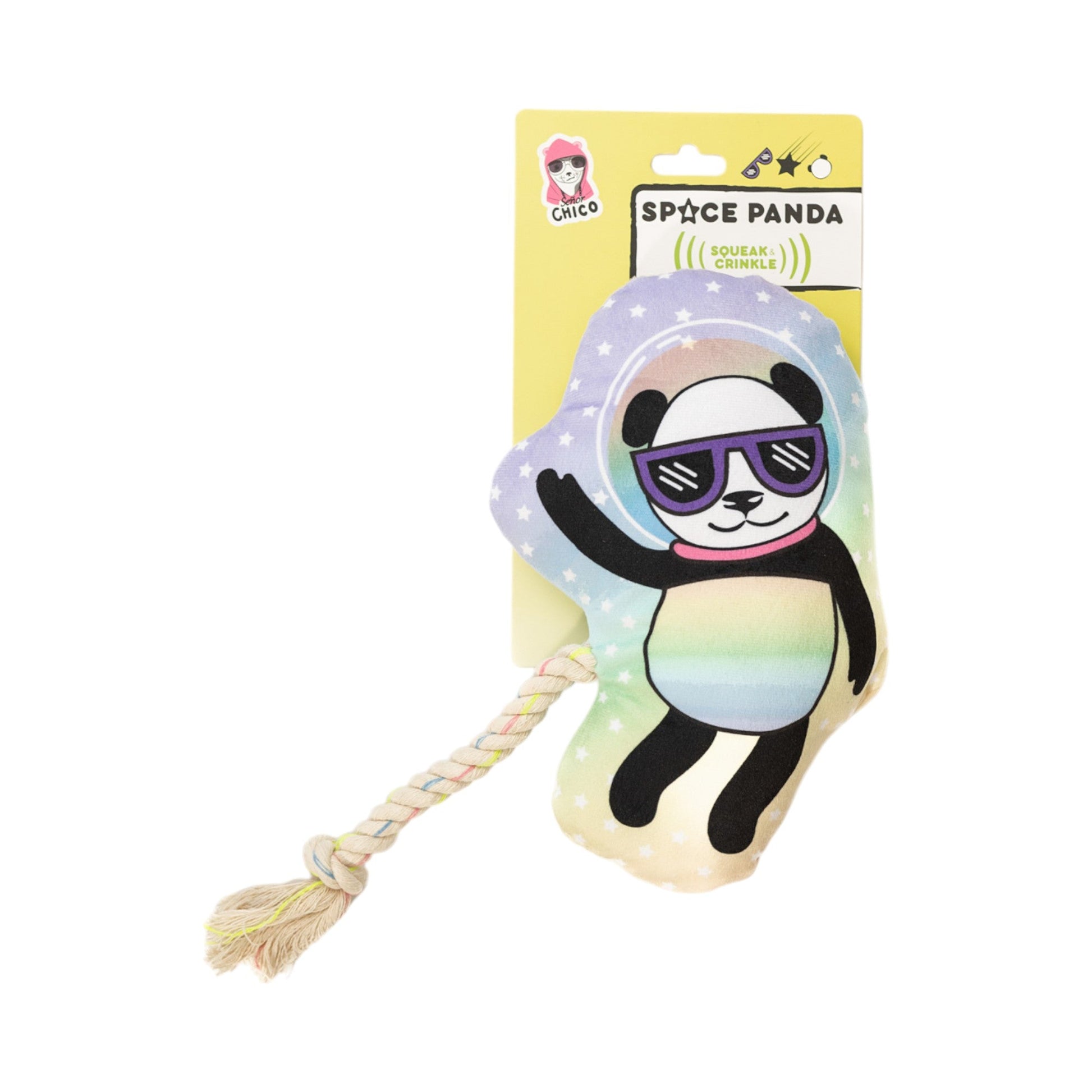 Dog Treats Space Panda Plush Toy with Squeaker Crinkle Paper - detail product image for dog treats