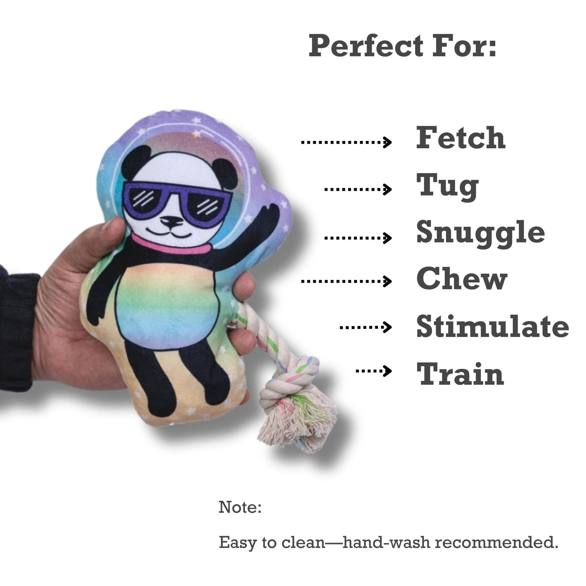Dog Treats Space Panda Plush Toy with Squeaker Crinkle Paper - gallery product image for dog treats