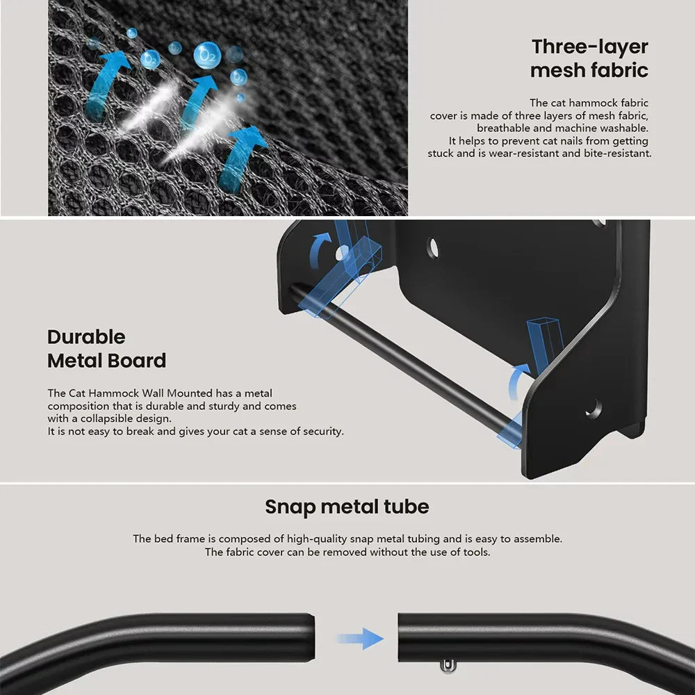 Tail Chasers space-saving cat furniture featuring a durable metal board and breathable mesh fabric