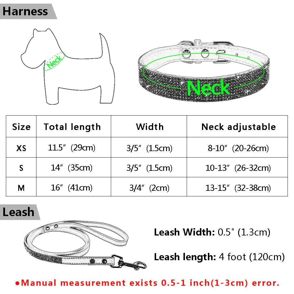 MANDOTOS sparkly dog collar and leash set with adjustable sizes and durable design