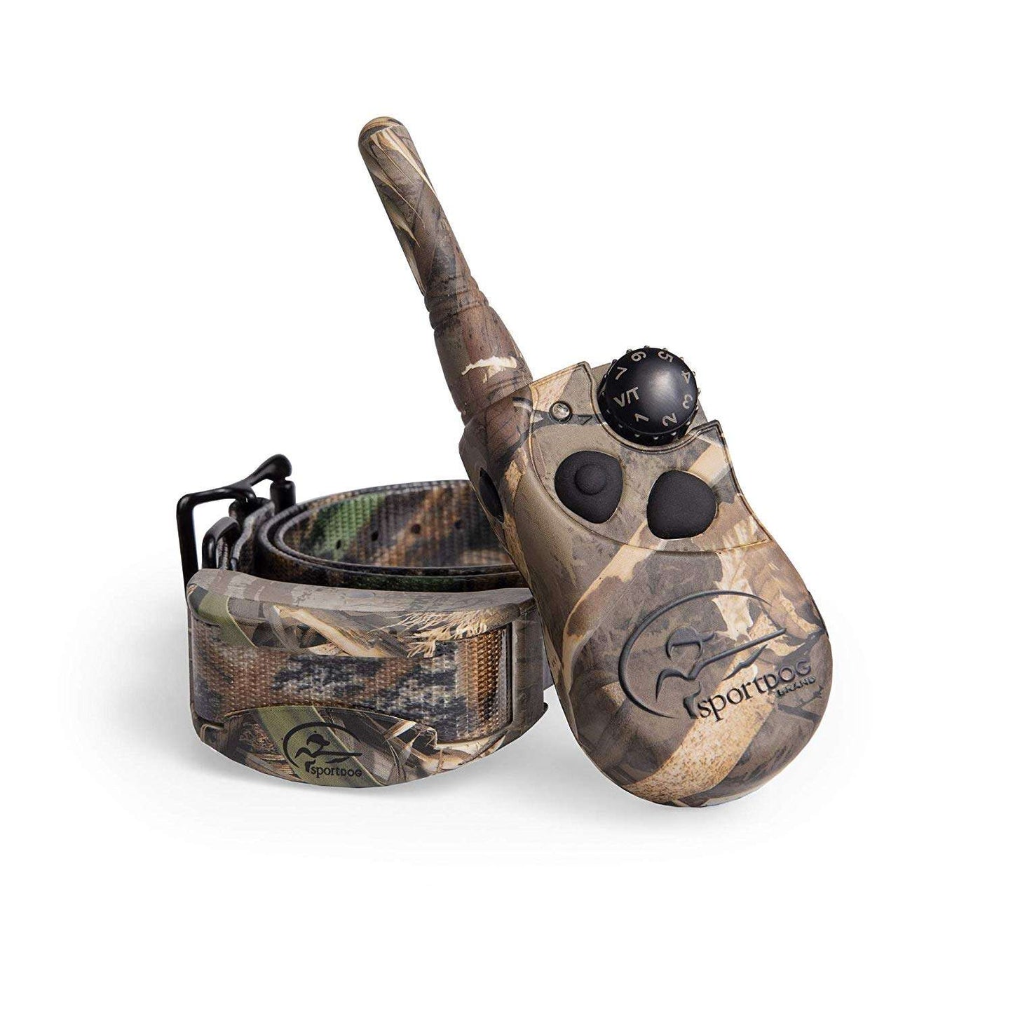 SportDOG WetlandHunter training collar with camouflage remote and durable collar strap for effective training.