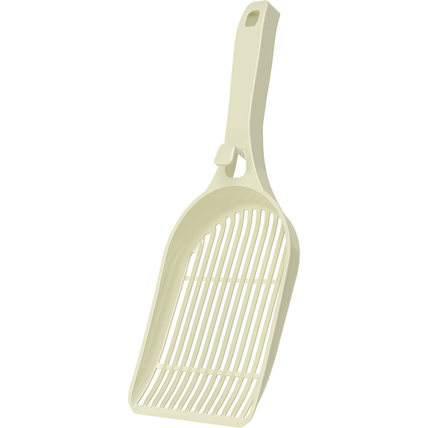 MangoPets litter scoop in beige, best scoop for clumping litter with a comfortable grip and durable design