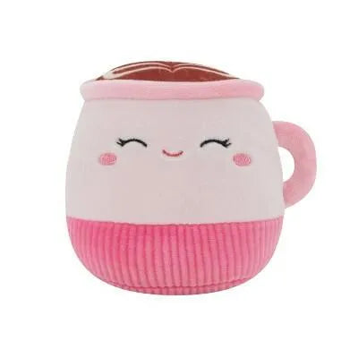 Squishmallows Emery Latte multicolor squeaky plush dog toy, 3.5", by Deal US, perfect for playful pups.